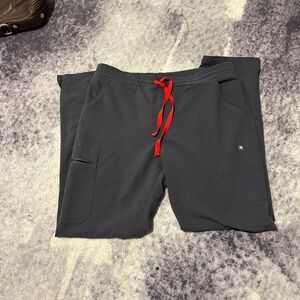 Figs Women’s Grey Scrub Pants with Red Drawstring